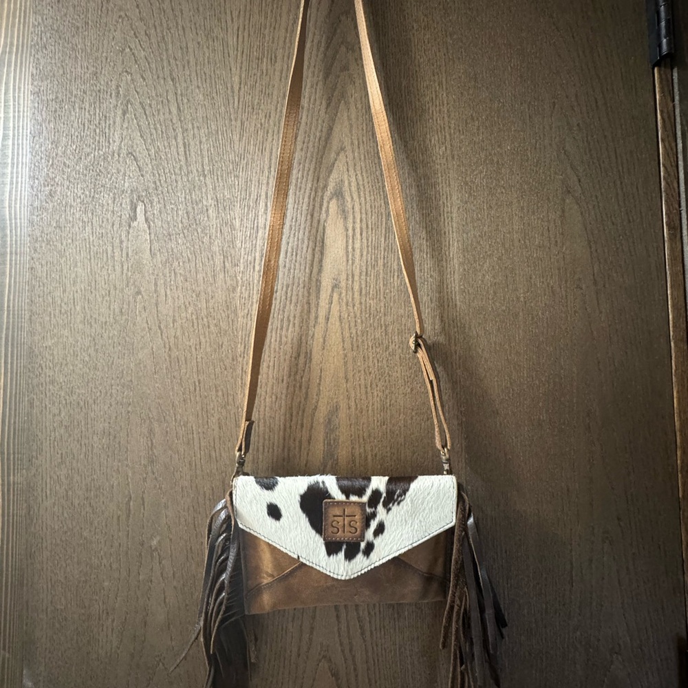 STS Cowhide and Leather Fringe Crossbody
